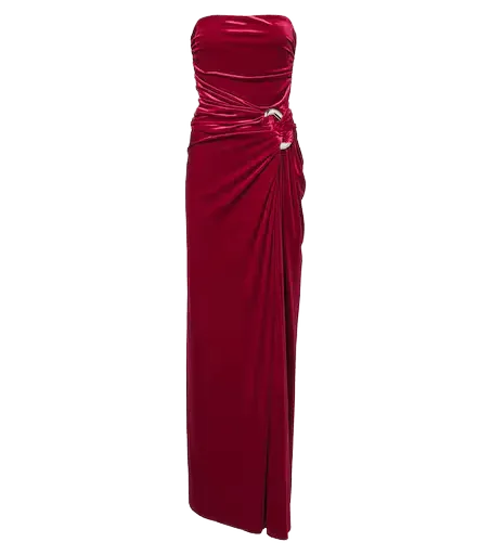 Emma gathered velvet bustier gown