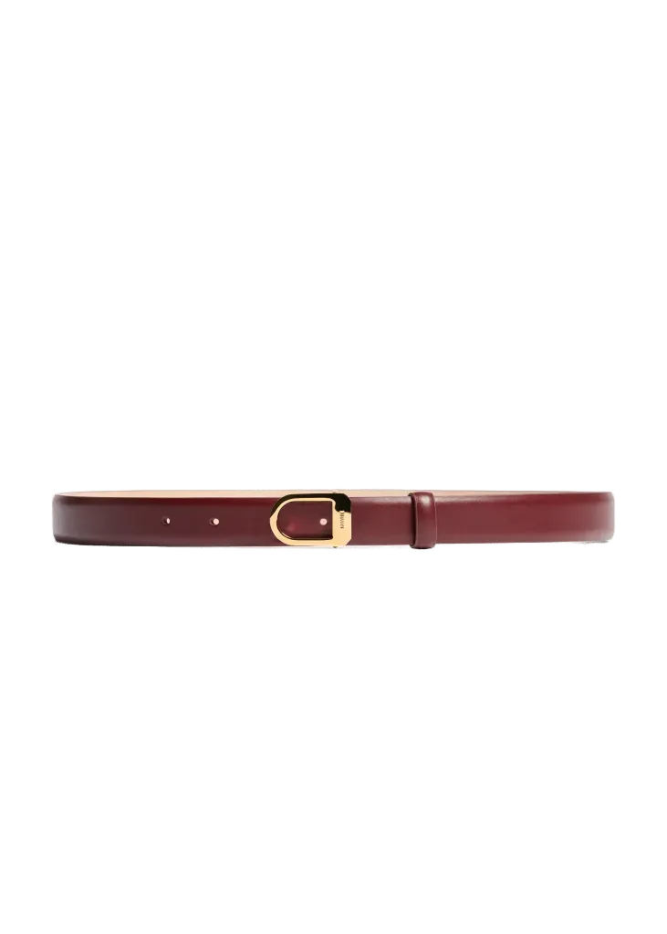 Saddle Belt in Oxblood Leather with Gold