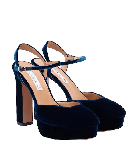 Amira velvet platform slingback pumps