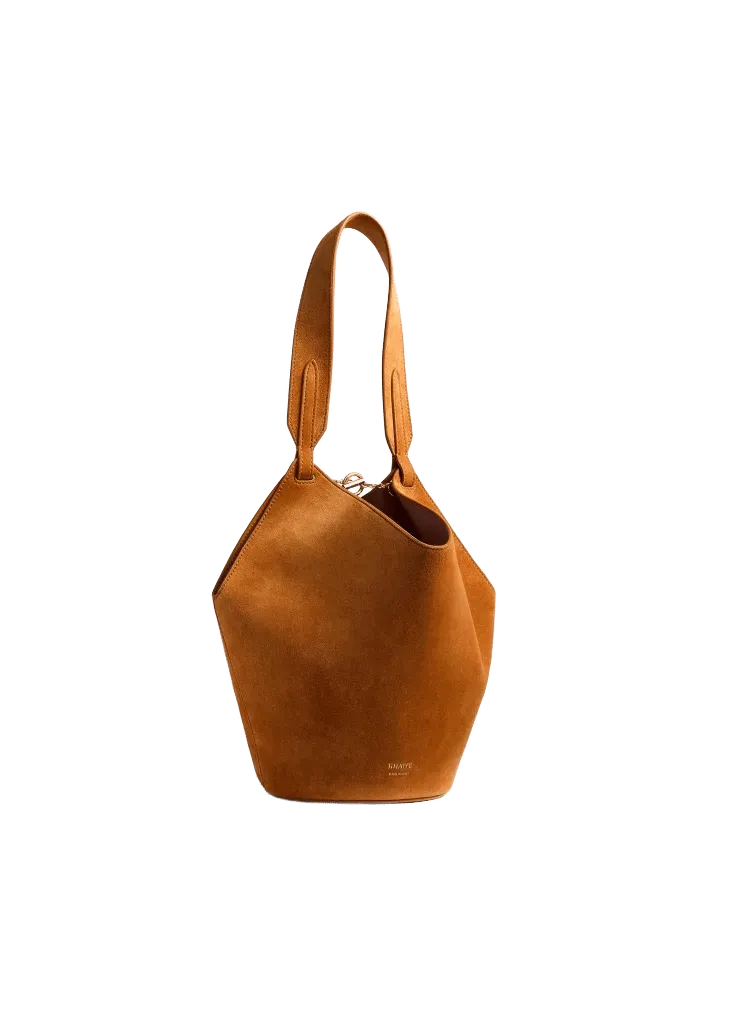 Mini Lotus Tote in Tan Suede