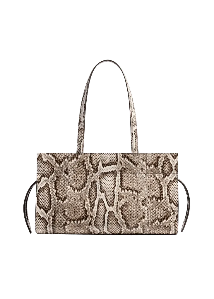 Crosby East West Tote in Natural Python