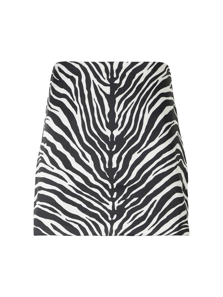 Zebra-print crepe mini skirt