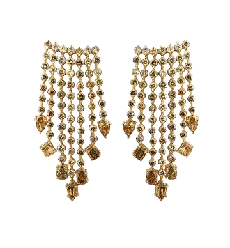Natural Color Diamond Fringe Earrings