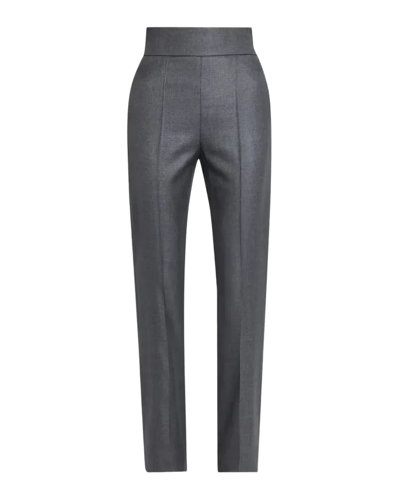 High Rise Wool-Silk Straight-Leg Trousers