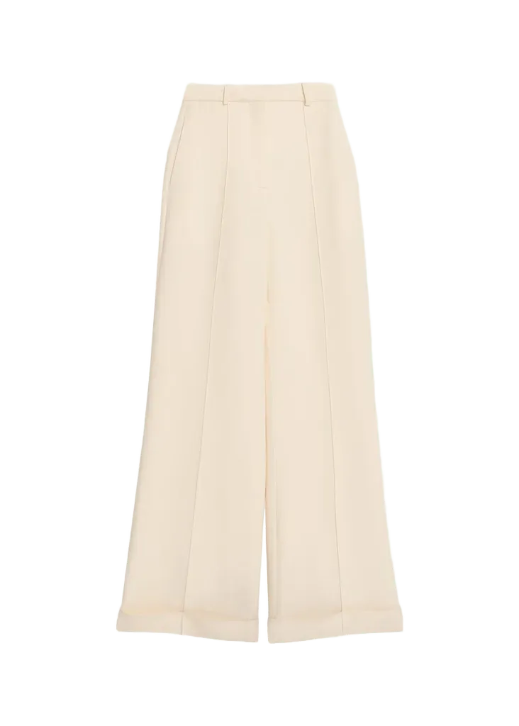 High-Rise Cuffed Wide-Leg Trousers