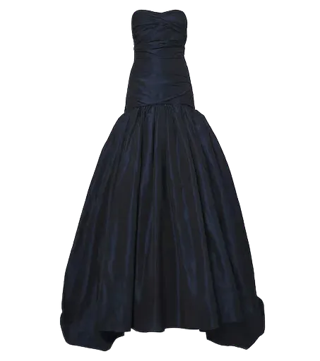 Draped taffeta bustier gown