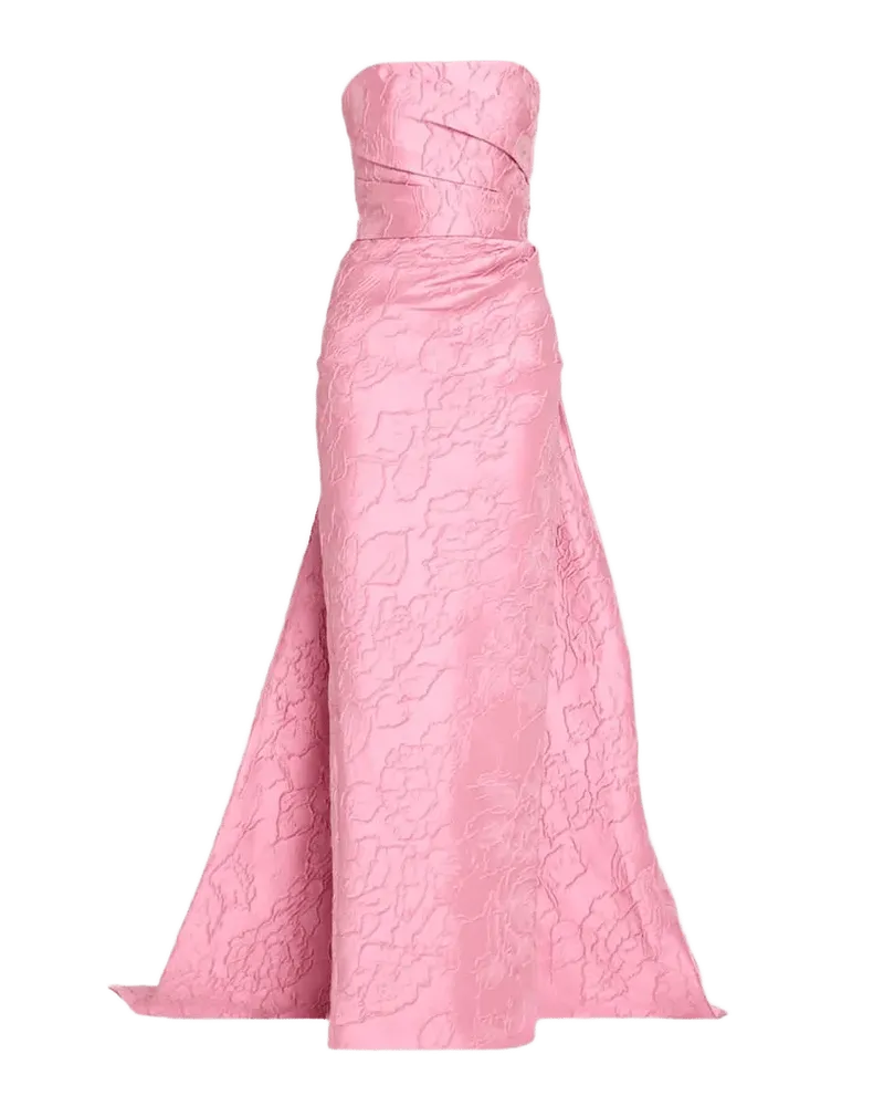 Strapless Floral Jacquard Column Gown With Train