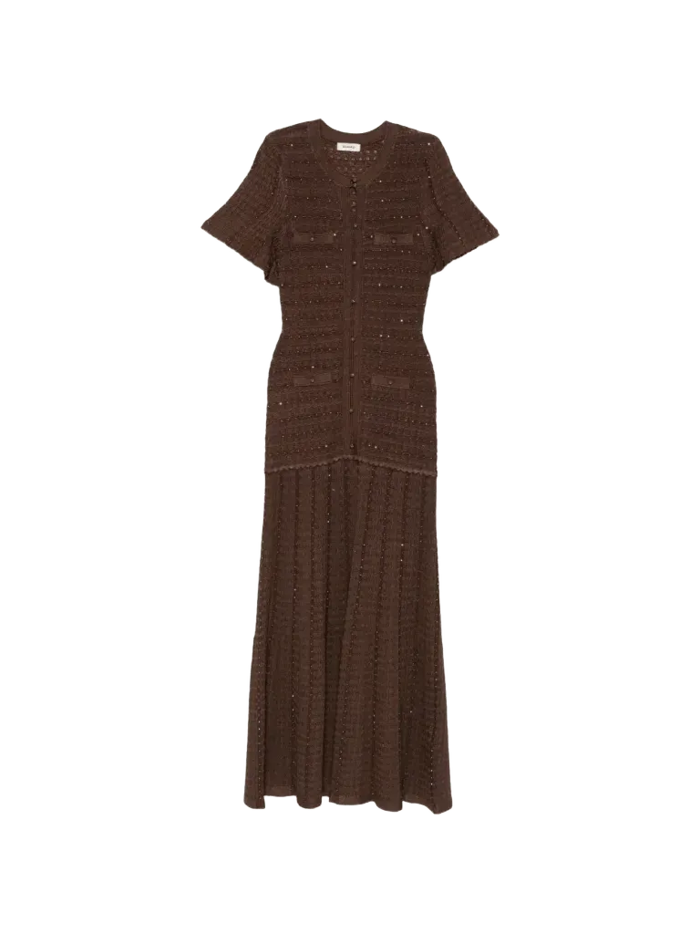 SANDRO sequin-embellished knitted maxi dress