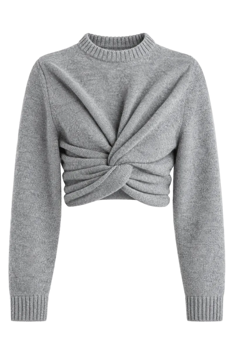 Twist Front Wool Sweater