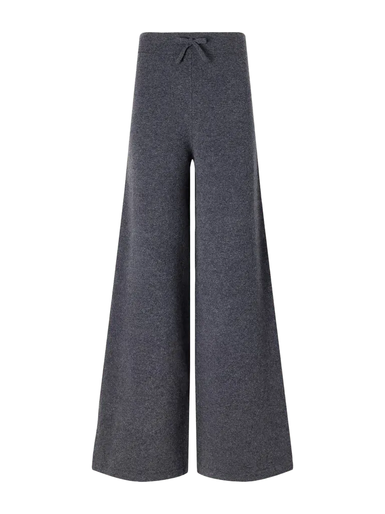 Drawstring wool-blend wide-leg pants