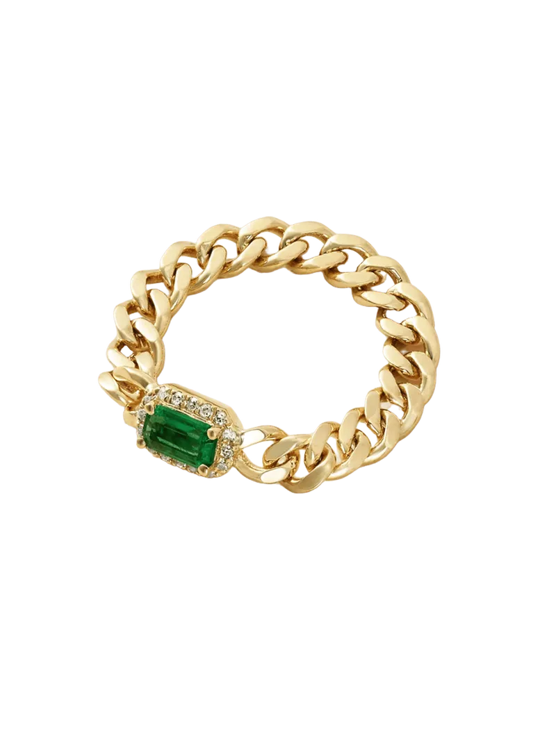 18-karat gold, emerald and diamond ring