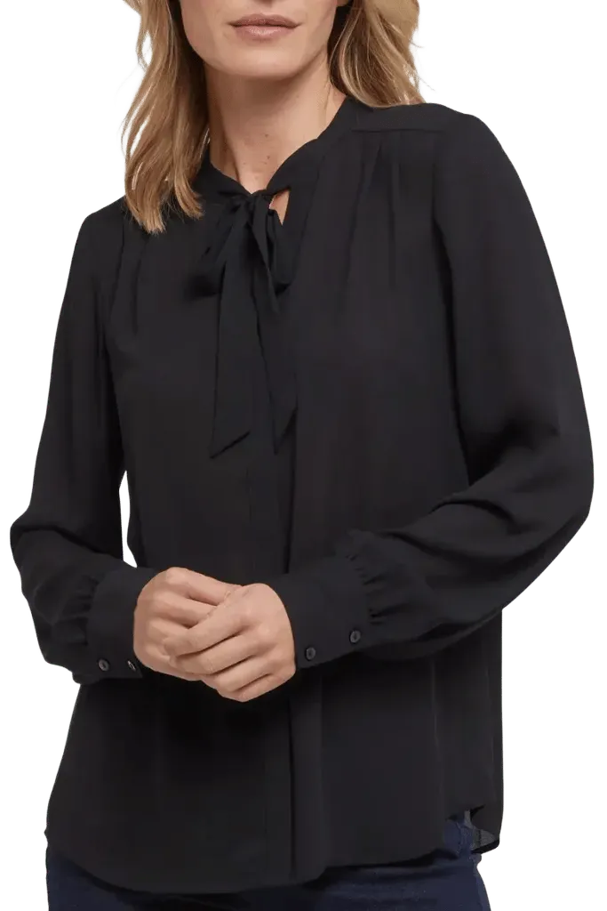 Tie Neck Button-Up Shirt
