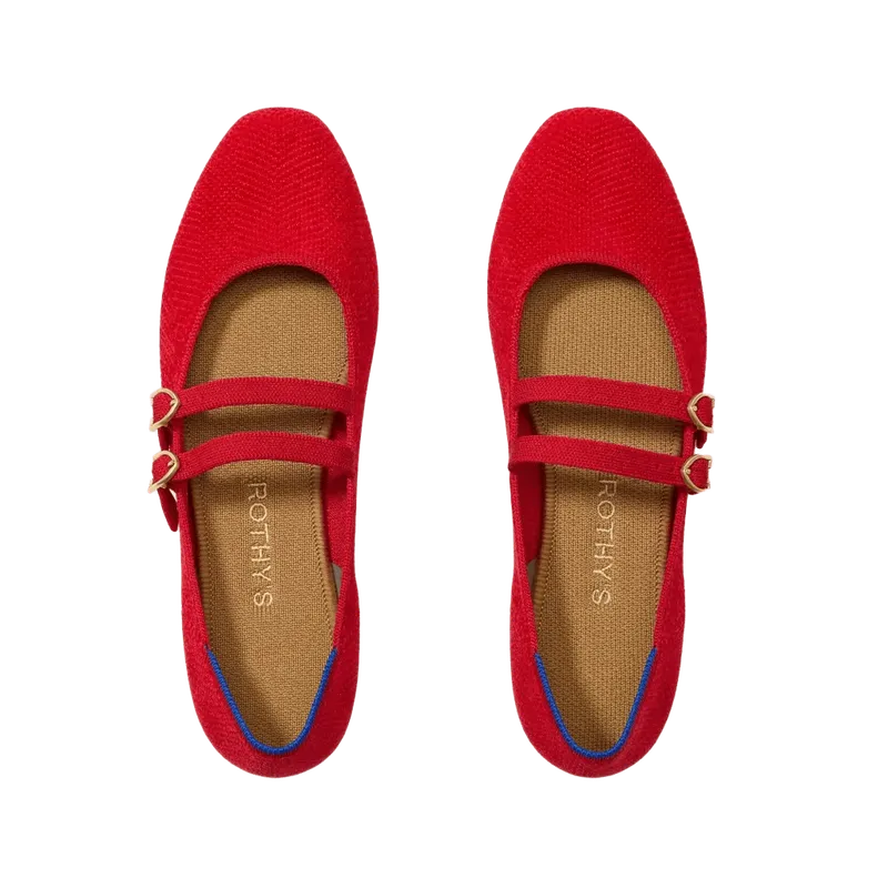 The Double Buckle Mary Jane - ReVelvet Red Crisp
