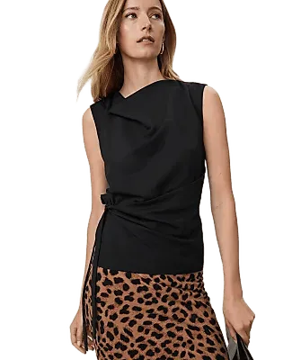 Cowl Neck Tie Waist Top