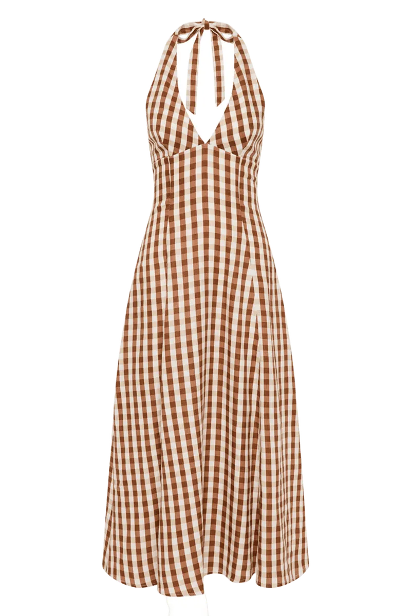 Marais Midi Dress Gingham Cedar - Final Sale