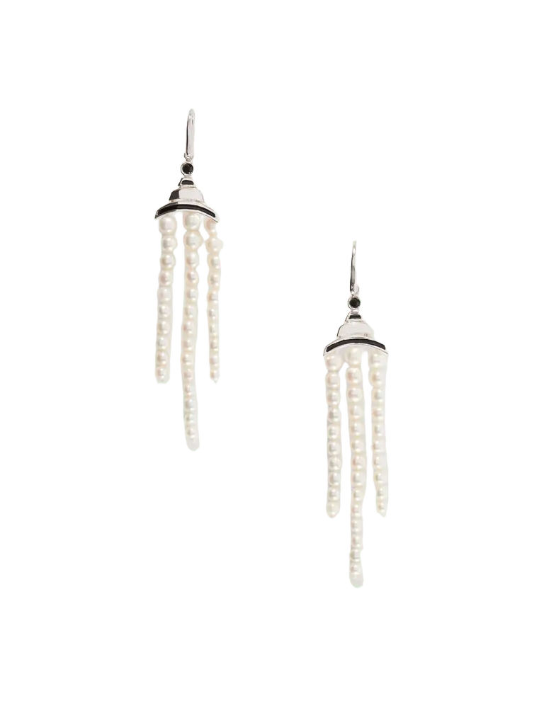 Vera sterling silver, mother-of-pearl, spinel and enamel earrings