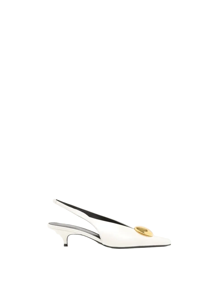 Dome Slash Slingbacks in Polished Calf - Ivory