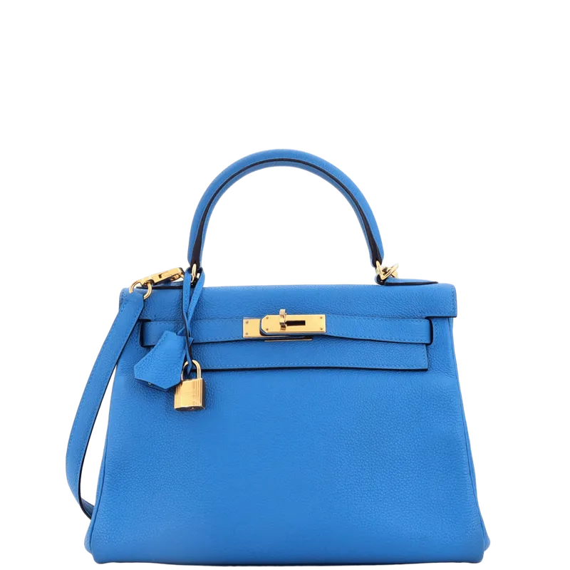 Kelly Handbag Blue Togo with Gold Hardware 28