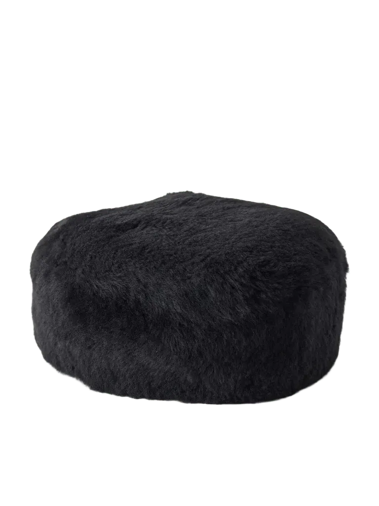 Sylvie shearling pillbox hat - black - One Size
