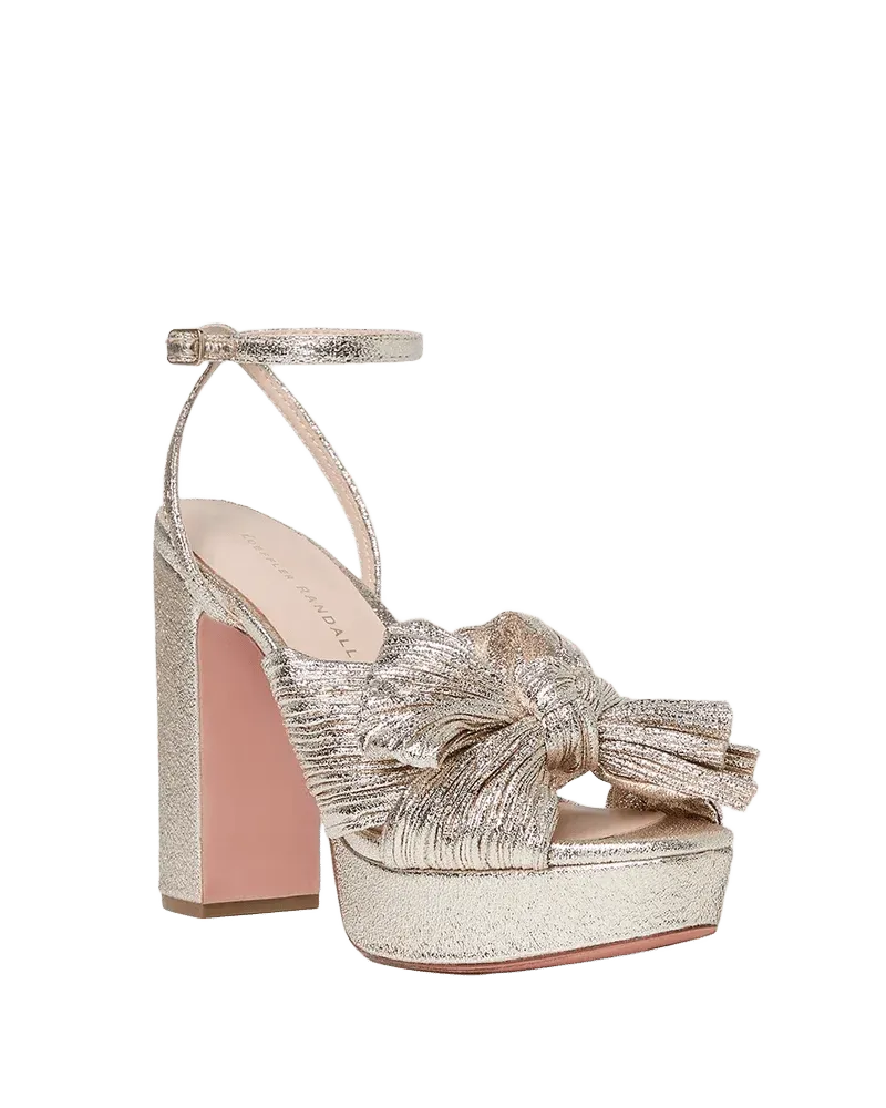 Natalia Champagne Platform Bow Heel