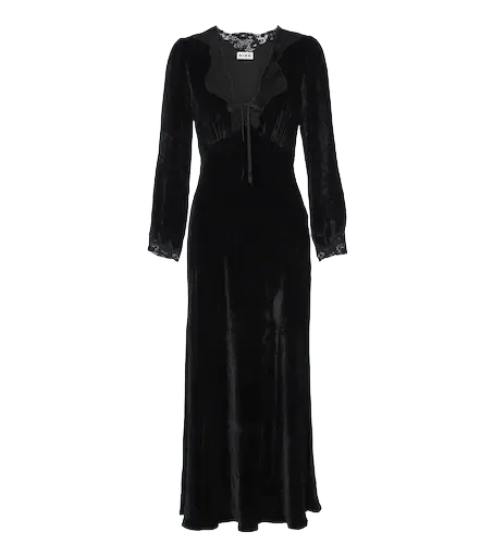 Larah lace-trimmed velvet midi dress