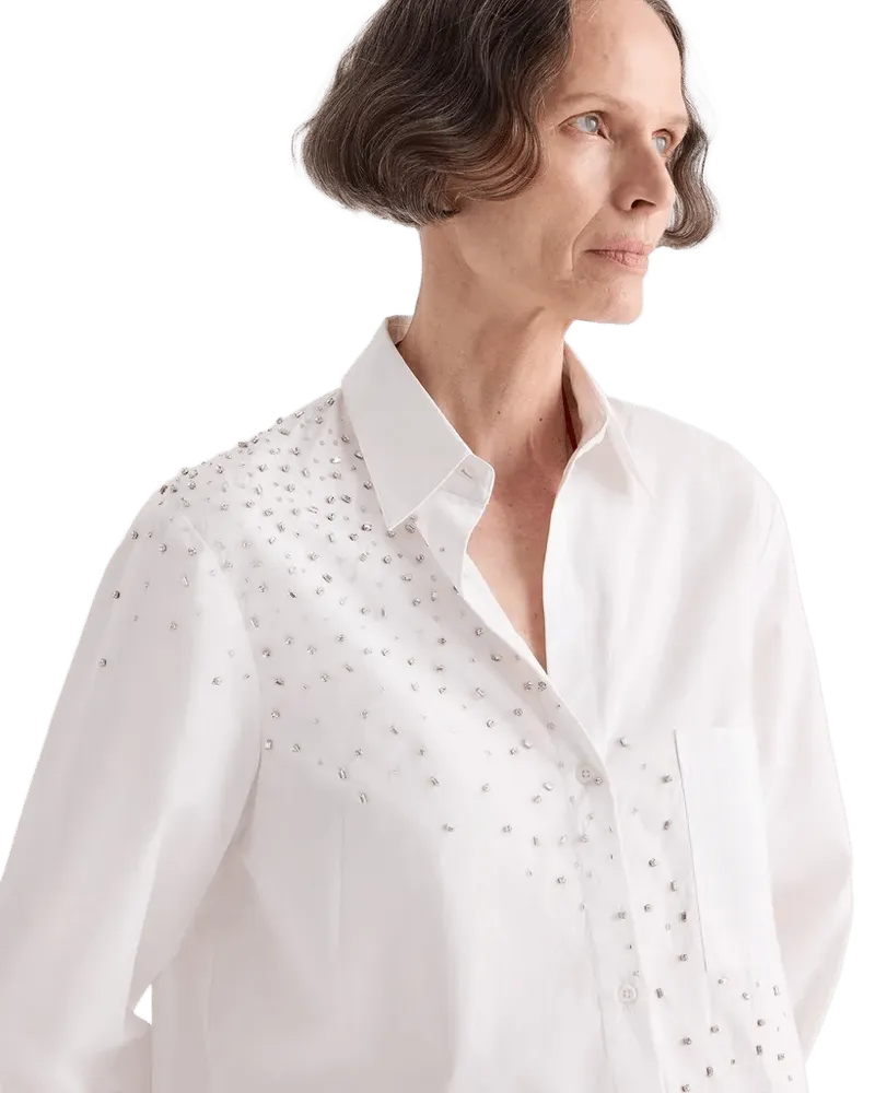 Next Morning Shirt with Crystals in Superfine Cotton