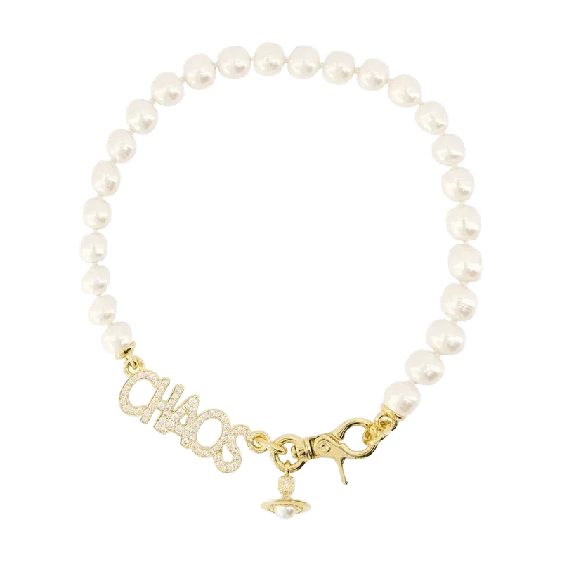 Vivienne Westwood Chaos Large Pearl Necklace — Gold