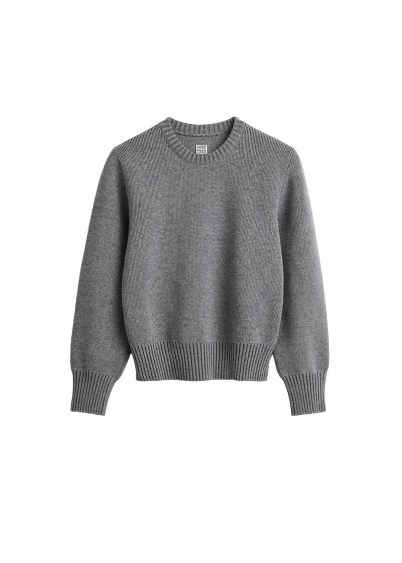 Merino cotton crew knit grey melange
