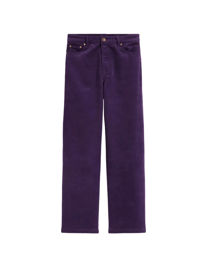 High Rise Cord Column Jeans