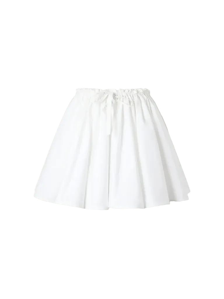 Pleated cotton-poplin mini skirt