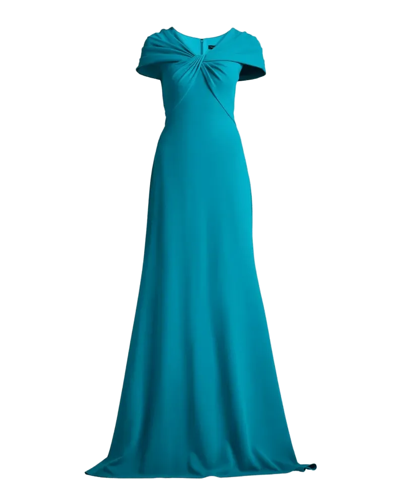 Twist-Front Crepe Trumpet Gown