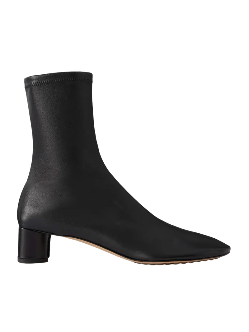 Cherry leather ankle boots