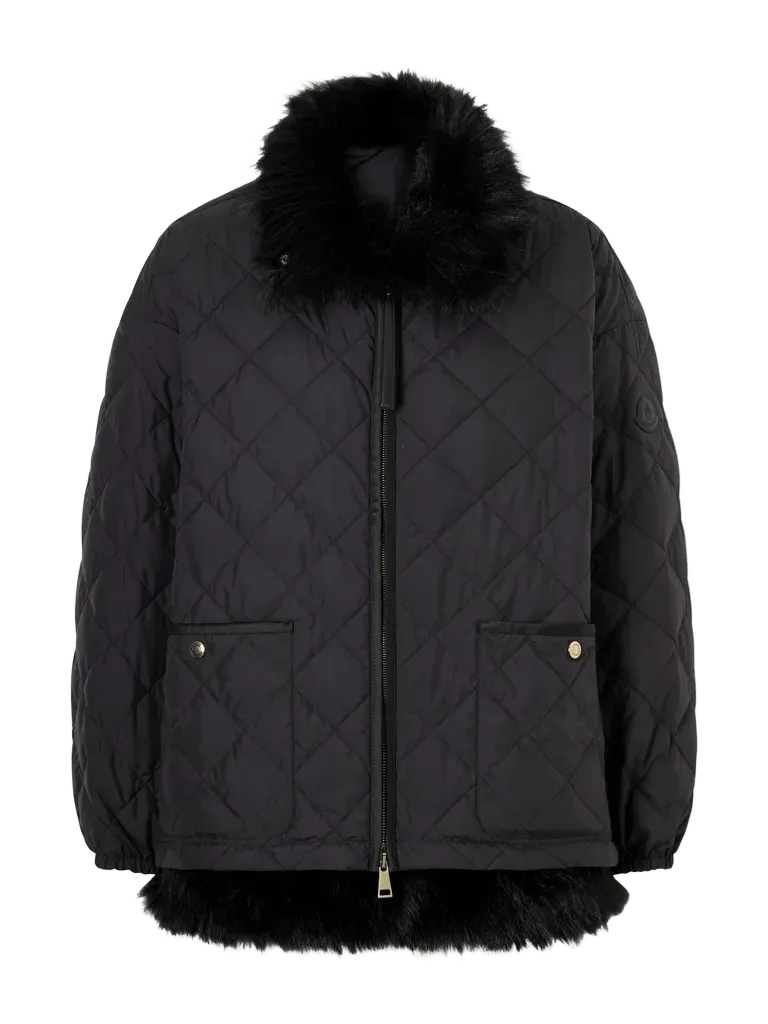Chaleureux plush-trimmed shell quilted down jacket