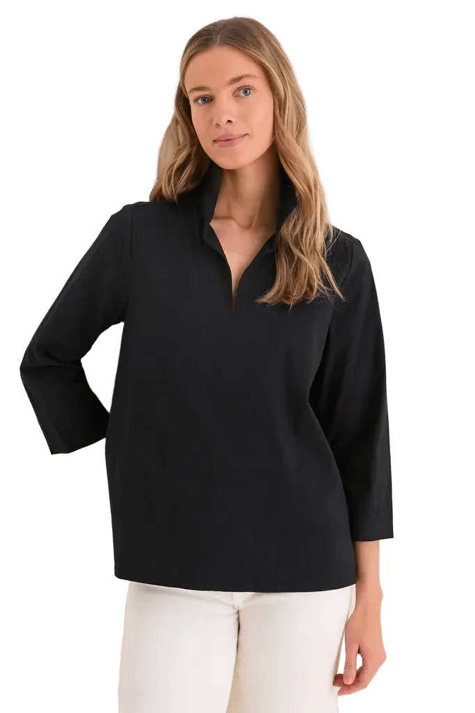 Black Margot Stand Collar Blouse