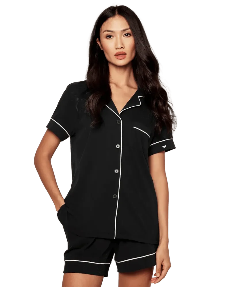 Women's Pima Pajama Short Set in Black