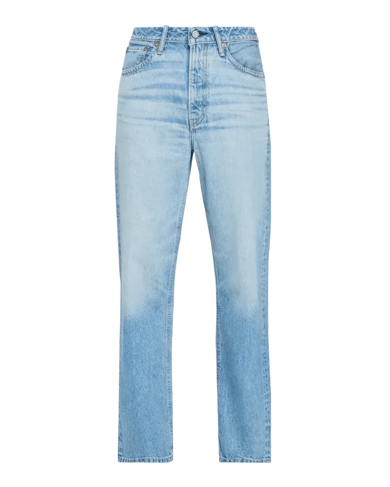 Isla Whiskered Light-Wash Straight Jeans