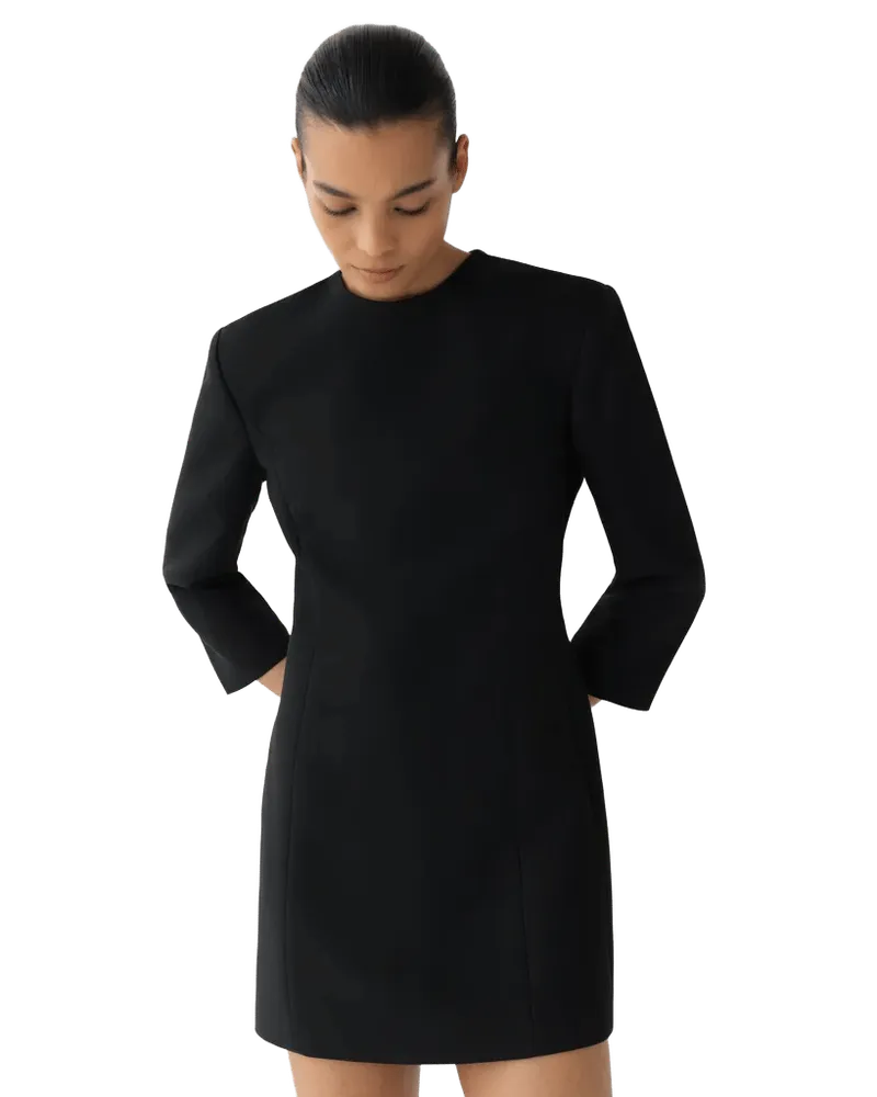 Dexter Dress in Wool Viscose, Black