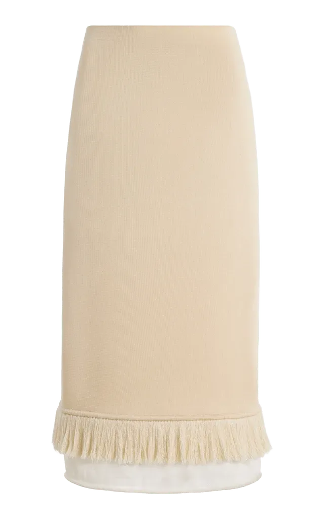 Fringed Silk Midi Skirt