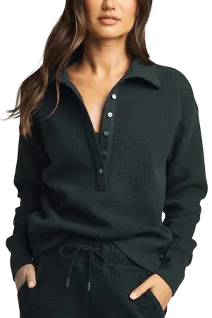 Waffle Knit Pullover in Cypress