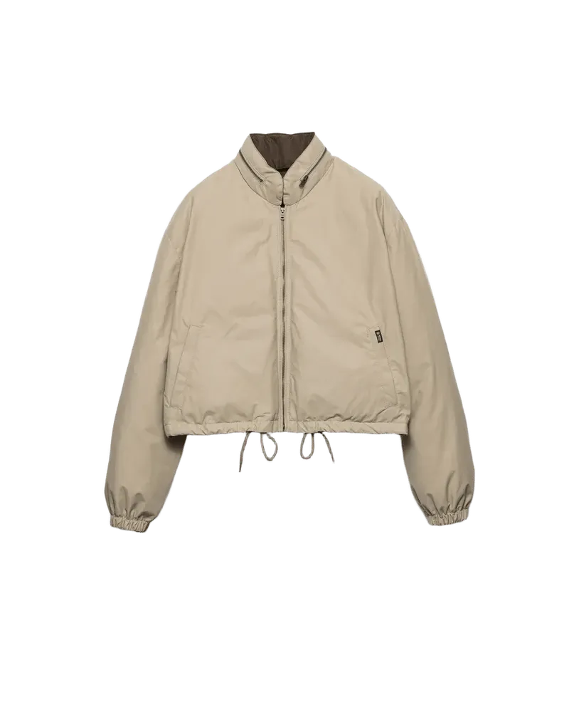 Cropped technical poplin down jacket