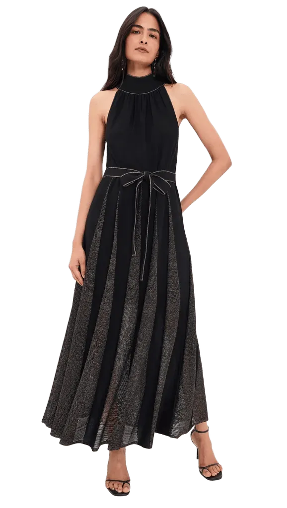 Valiant Metallic Halter Dress