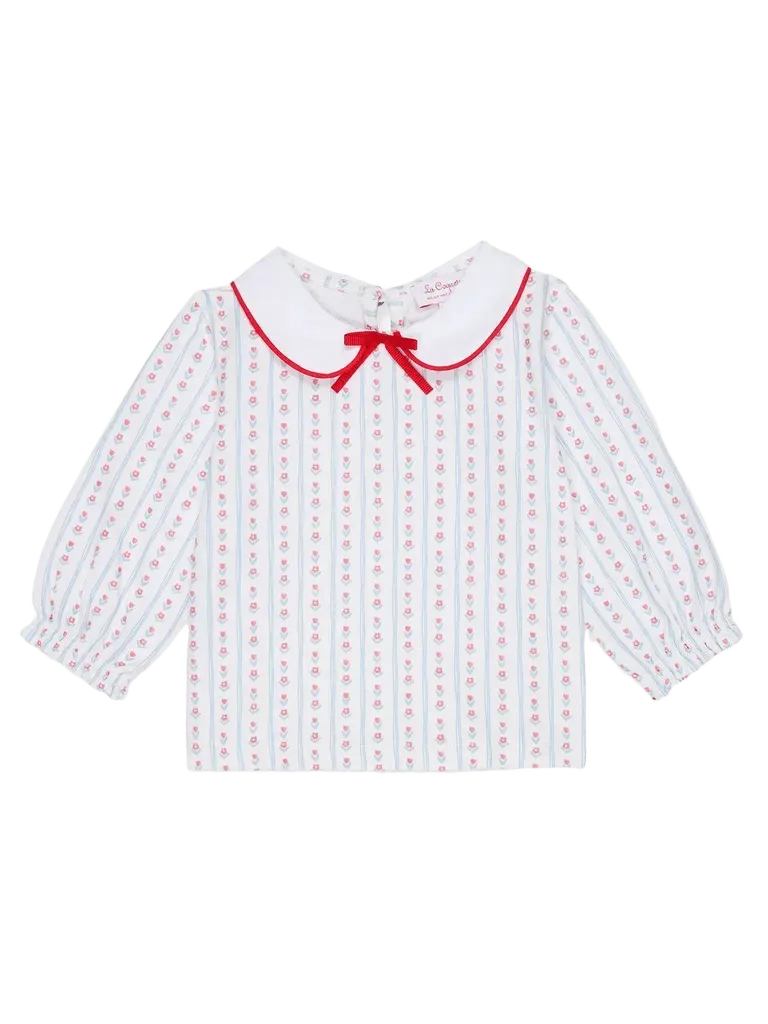Blue Stripe Elisia Long Sleeve Baby Girl Top