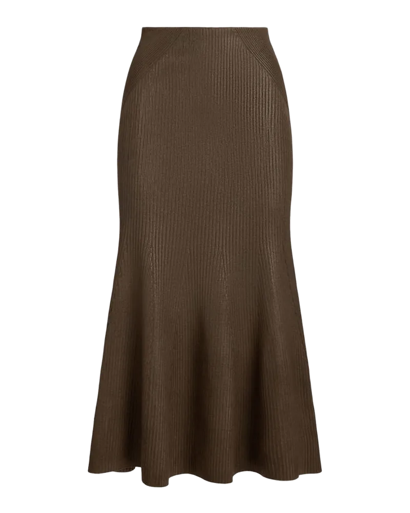 Adrianna Foiled Rib-Knit Sweater Skirt