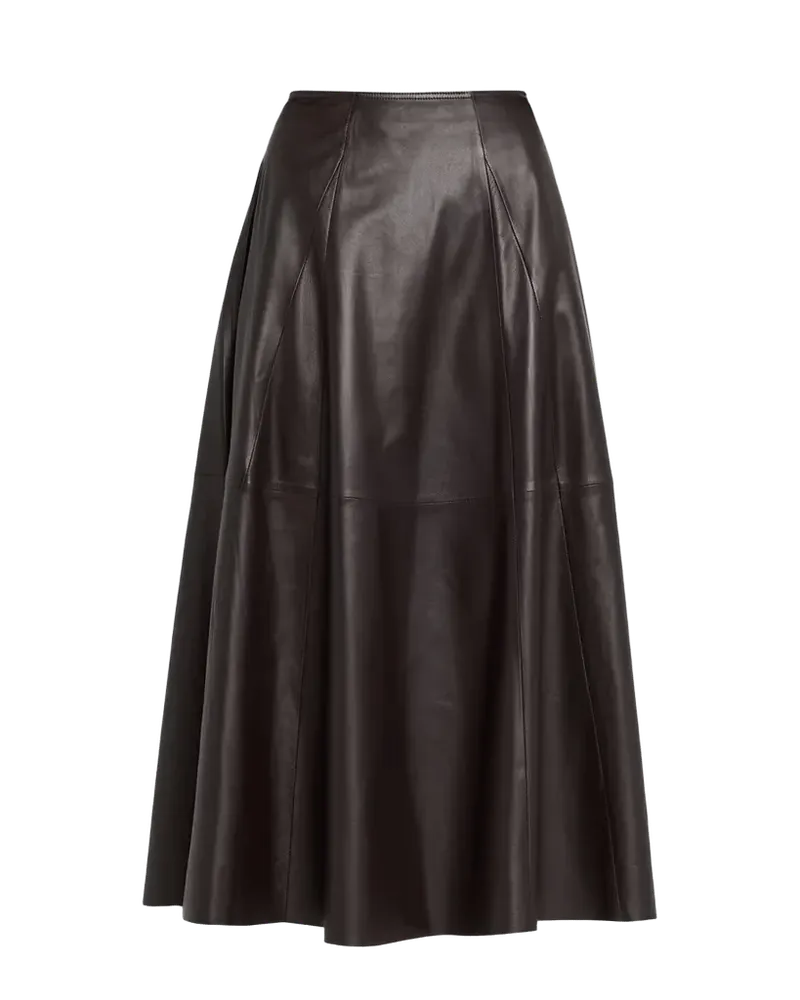 Eleni Leather A-Line Midi Skirt