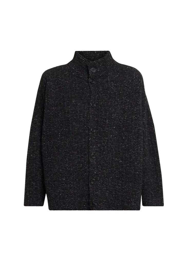 3/4 Width High Neck Cardigan - Mid Length