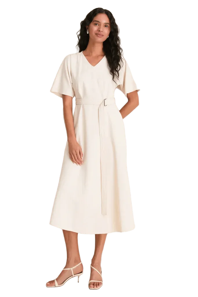 Ecru Caladio Midi Dress