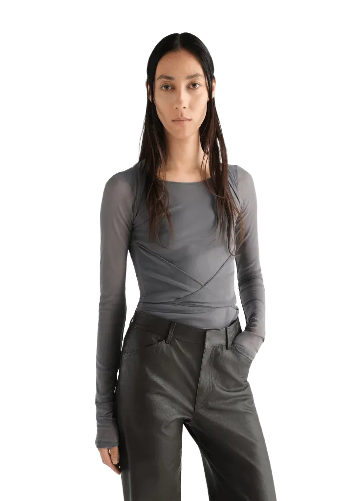 BALLERINA WRAP TOP IN MESH JERSEY