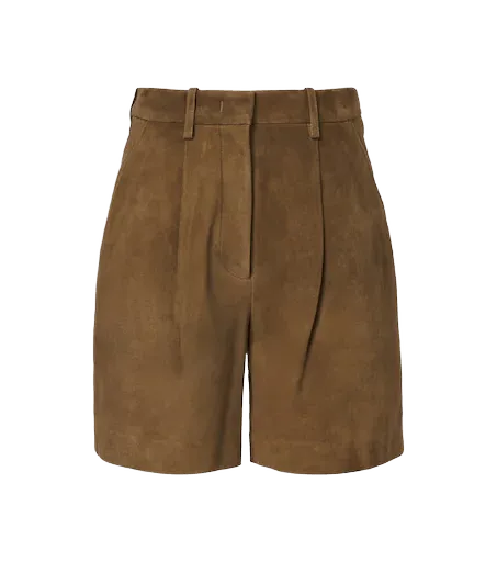 Suze pleated suede shorts