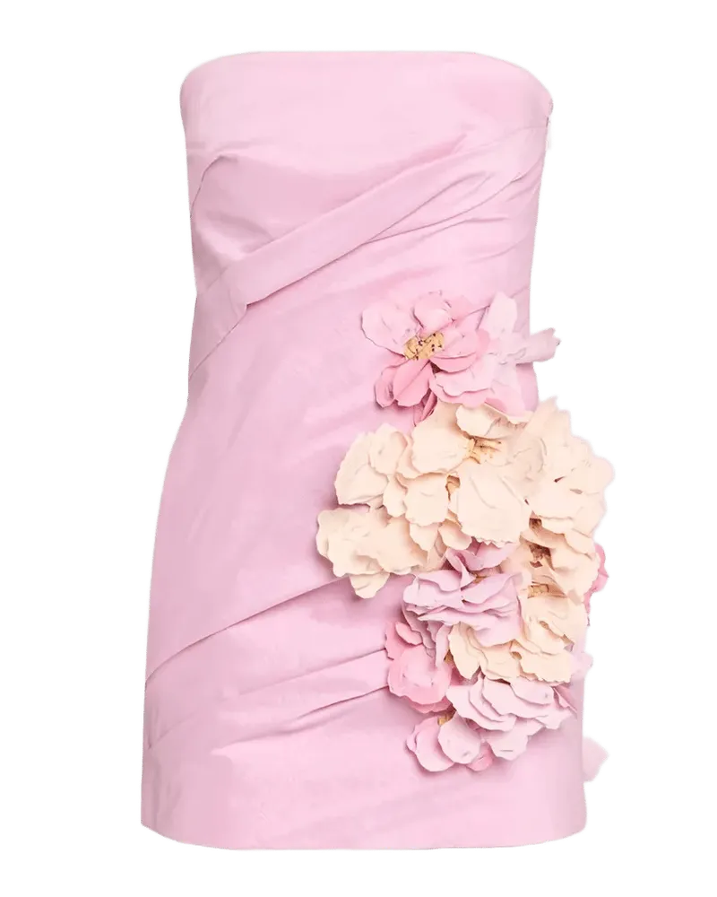 Femme Fatale Keble Draped Floral-Appliqué Mini Dress