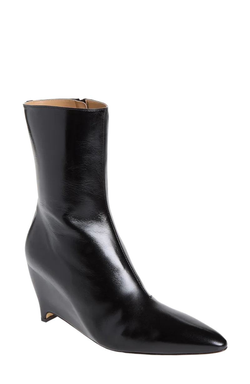 Heel Less Pointed Toe Wedge Ankle Boot
